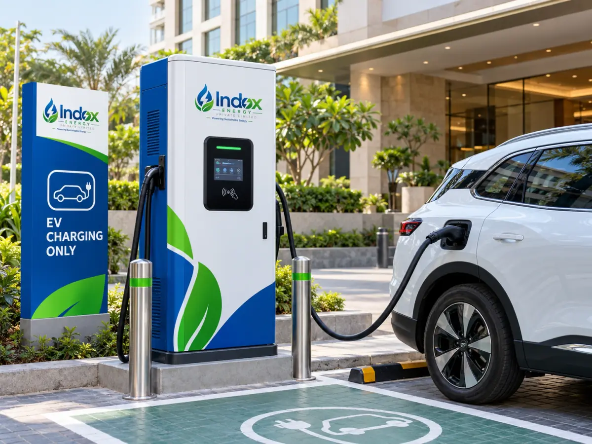 Electric vehicle charging station ready for use